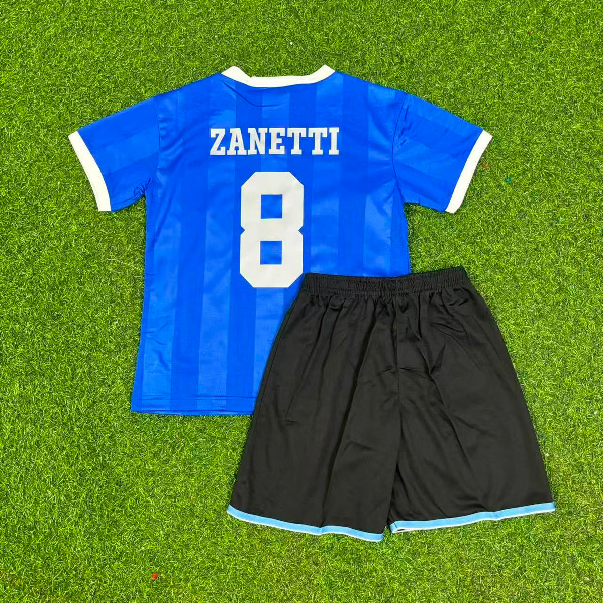 Javier Zanetti 8- Argentina Blue Kids Retro Football Jersey Kit
