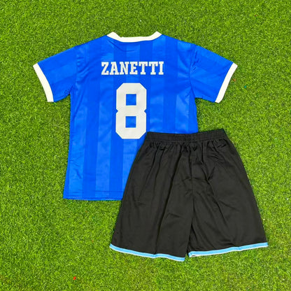 Javier Zanetti 8- Argentina Blue Kids Retro Football Jersey Kit