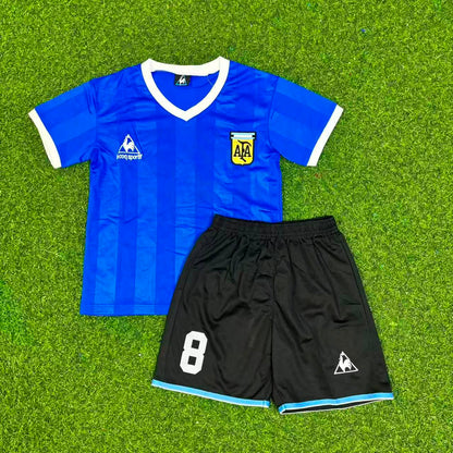 Javier Zanetti 8- Argentina Blue Kids Retro Football Jersey Kit