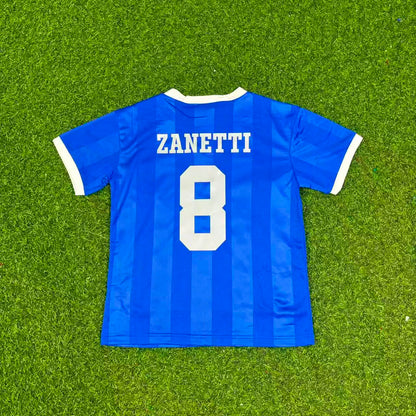 Javier Zanetti 8- Argentina Blue Kids Retro Football Jersey Kit