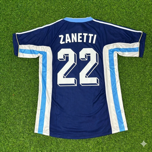 Javier Zanetti #22 Argentina 1998 World Cup Blue Retro Football Jersey