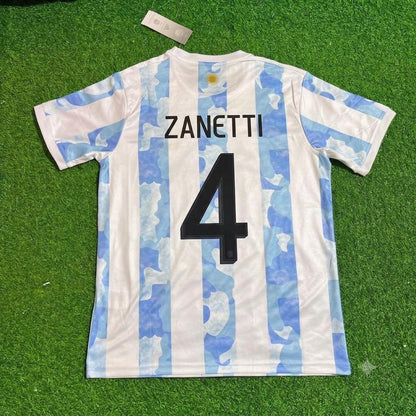Javier Zanetti - Argentina Retro Kit Jersey Trikot Maillot Soccer Shirt