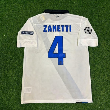 Javier Zanetti #4 Inter 2011/2012 White Away Jersey Trikot Maillot Maglia Soccer Shirt