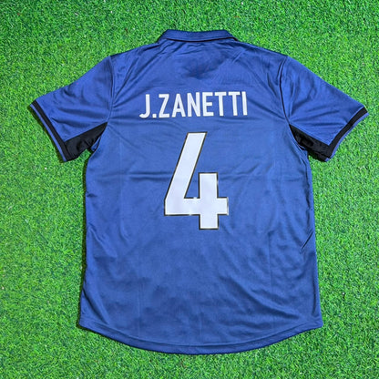 Javier Zanetti #4 Inter Milan 1998-1999 Home Retro Football Jersey