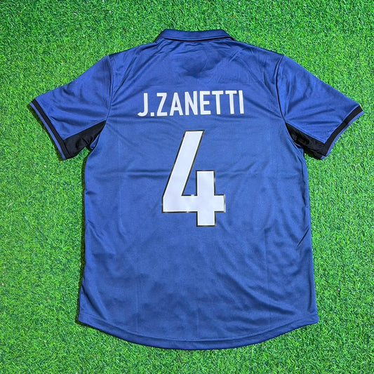 Javier Zanetti #4 Inter Milan 1998-1999 Home Retro Football Jersey