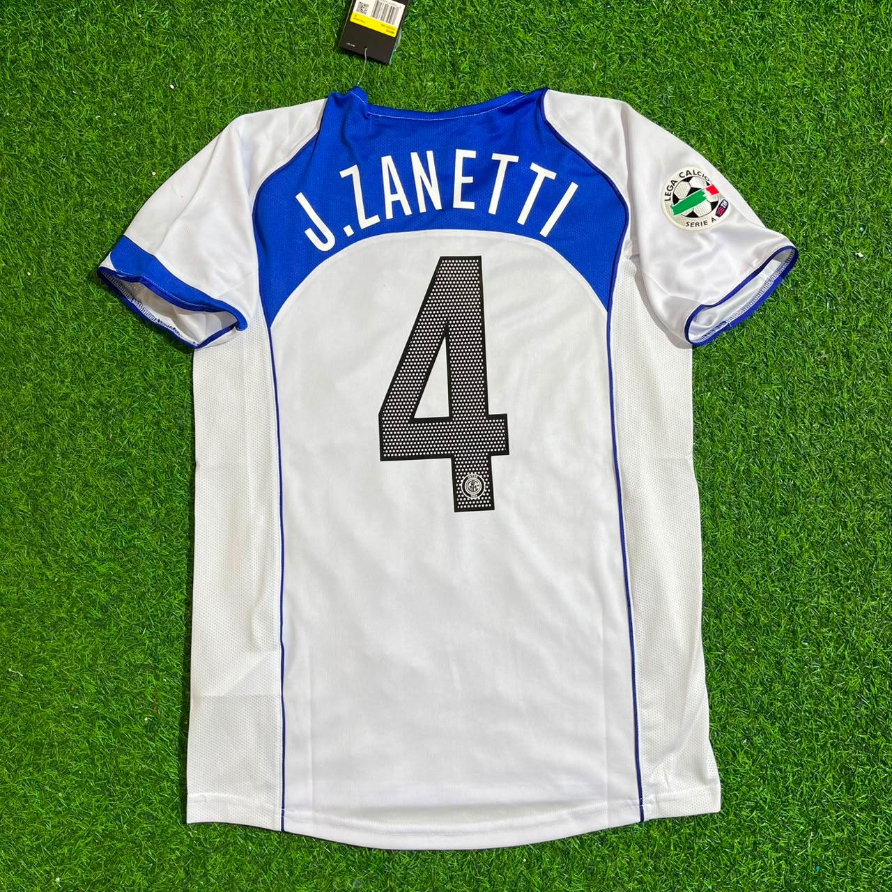 Javier Zanetti Inter Milan 2004-2005 Retro White Football Jersey