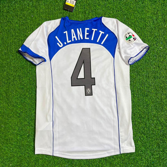 Javier Zanetti Inter Milan 2004-2005 Retro White Football Jersey
