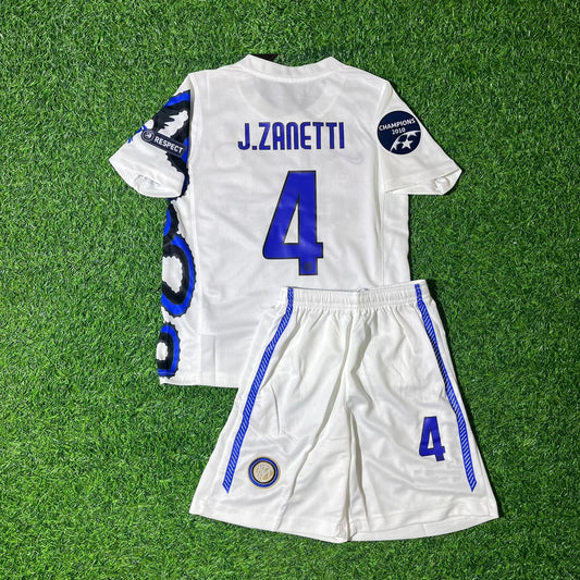 Javier Zanetti Inter Milan 2010/11 White Dragon Kids Retro Football Jersey Kit