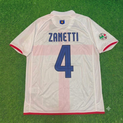 Javier Zanetti #4 Inter 2007- 2008 Season Away White Red Retro Jersey Trikot Maillot Maglia Soccer Shirt