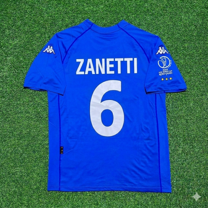 Javier Zanetti #6 Italy 2002 World Cup Home Retro Jersey