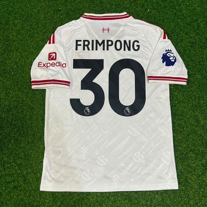 Jeremie Frimpong  #30 Liverpool New Season 2027 White Away Football Jersey Kit