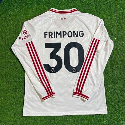Jeremy Frimpong #30 Liverpool 2027 New Season Long Sleeve Away White Football Jersey Kit