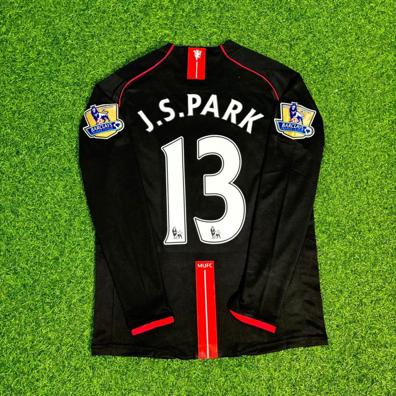 Ji-Sung Park 2007-2008 Manchester United Schwarzes Retro-Trikot Trikot Camiseta Maillot