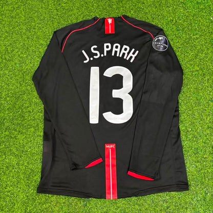 Ji-sung Park Manchester United 2007/2008 Champions League Patch Black Retro Football Jersey Kit