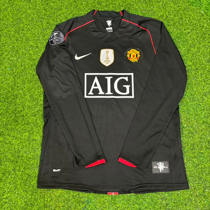 Ji-sung Park Manchester United 2007/2008 Champions League Patch Black Retro Football Jersey Kit
