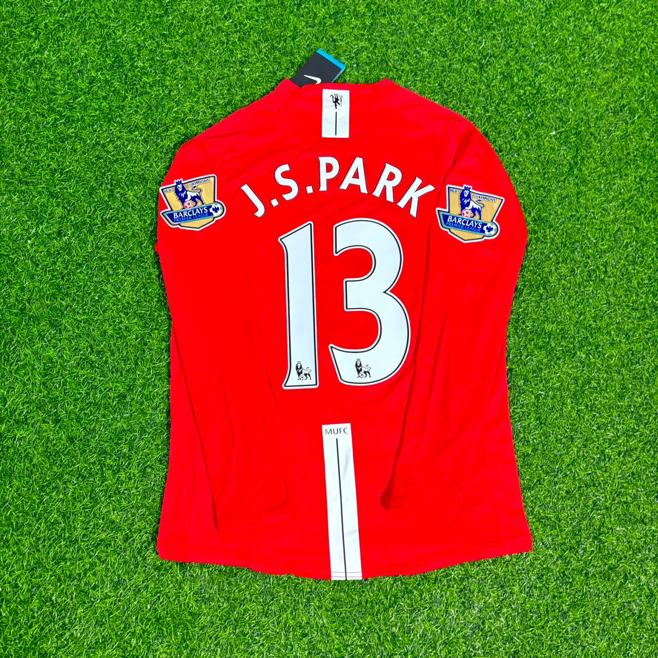 Ji-Sung Park Manchester United 2007/2008 EPL Patch Retro Long Sleeve Football Jersey