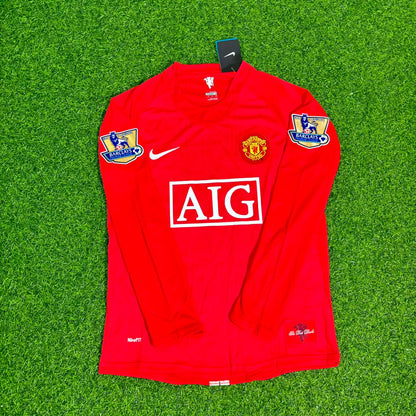 Ji-Sung Park Manchester United 2007/2008 EPL Patch Retro Long Sleeve Football Jersey