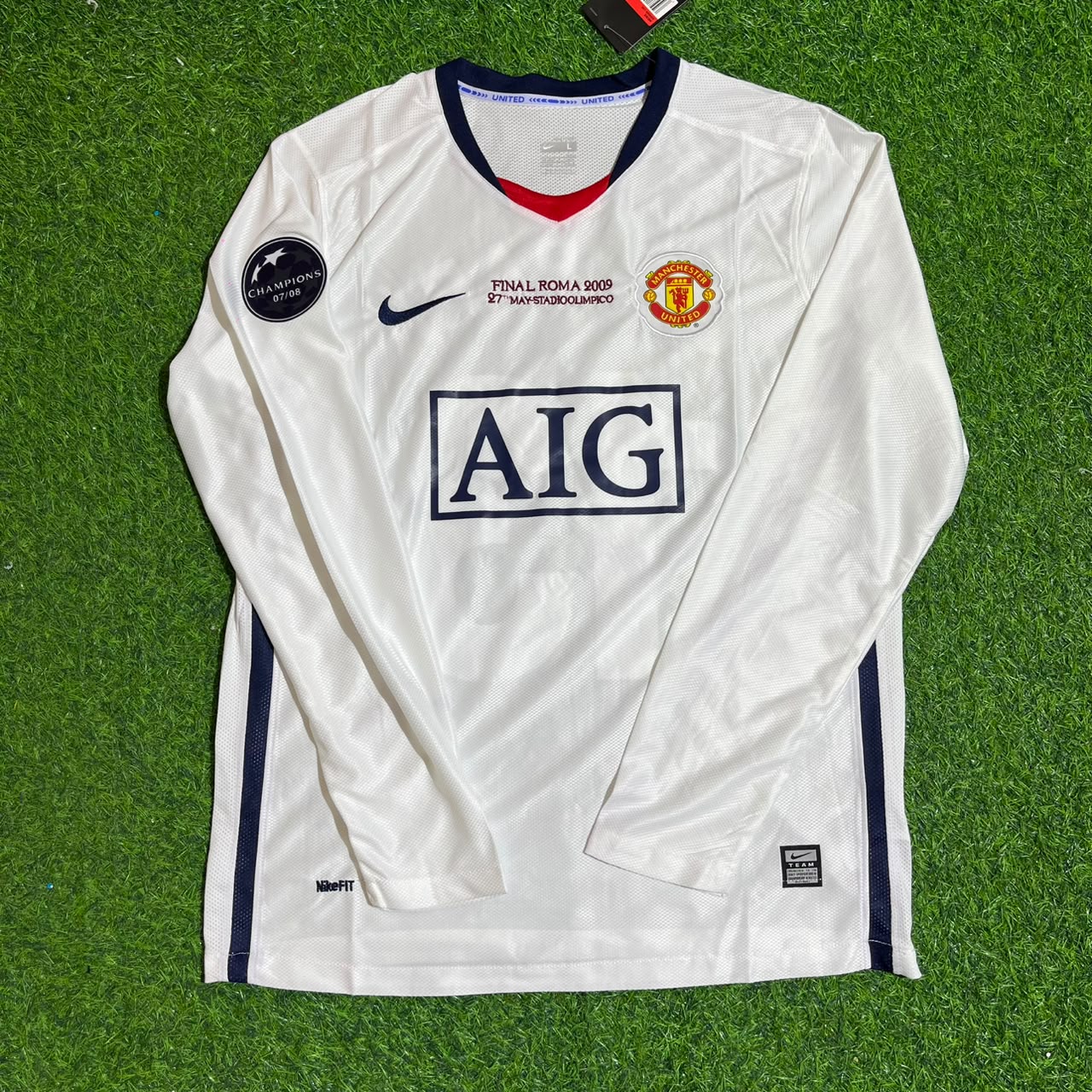 Ji sung-Park 13 Manchester United 2009 Champions Leage Final Rome Retro Long Sleeve Jersey Trikot