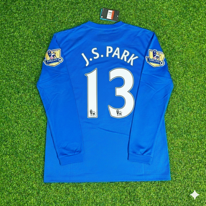Ji-sung Park Manchester United 2008 Blue EPL Patch Retro Long Sleeve Football Jersey