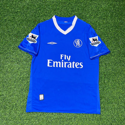Jimmy Floyd Hasselbaink Chelsea 2003-2005 Home Navy Blue Retro Football Jersey