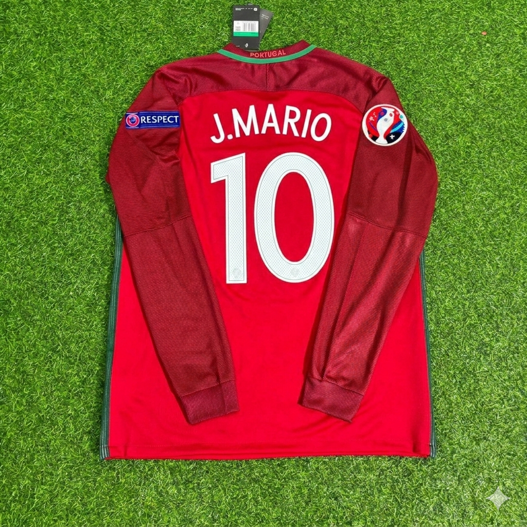 João Mário 10- Portugal EURO 2016 Final Long Sleeve Retro Football Jersey