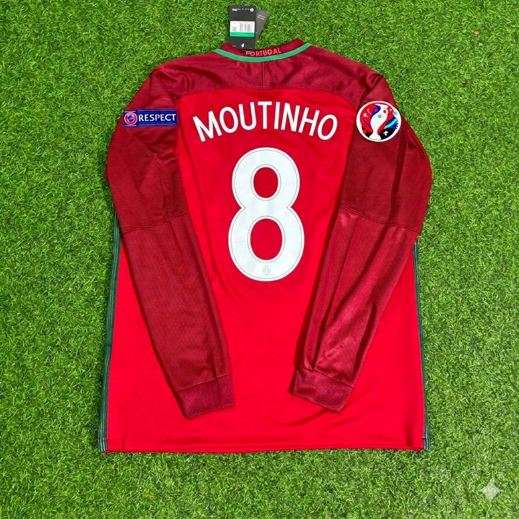 João Moutinho 8- Portugal EURO 2016 Final Long Sleeve Retro Football Jersey