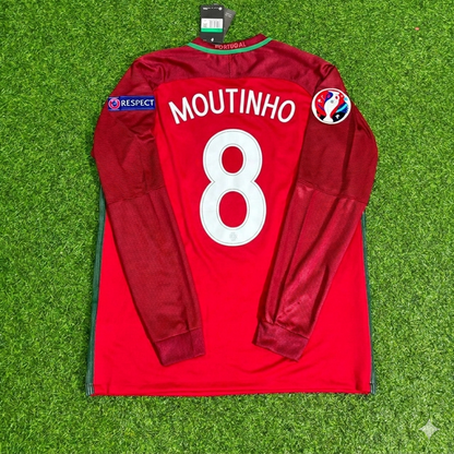 João Moutinho 8- Portugal EURO 2016 Final Long Sleeve Retro Football Jersey