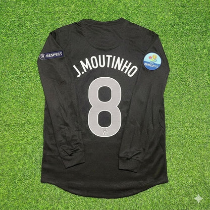 Joao Moutinho #8 Portugal Euro 2012 Away Black Long Sleeve Retro Football Jersey