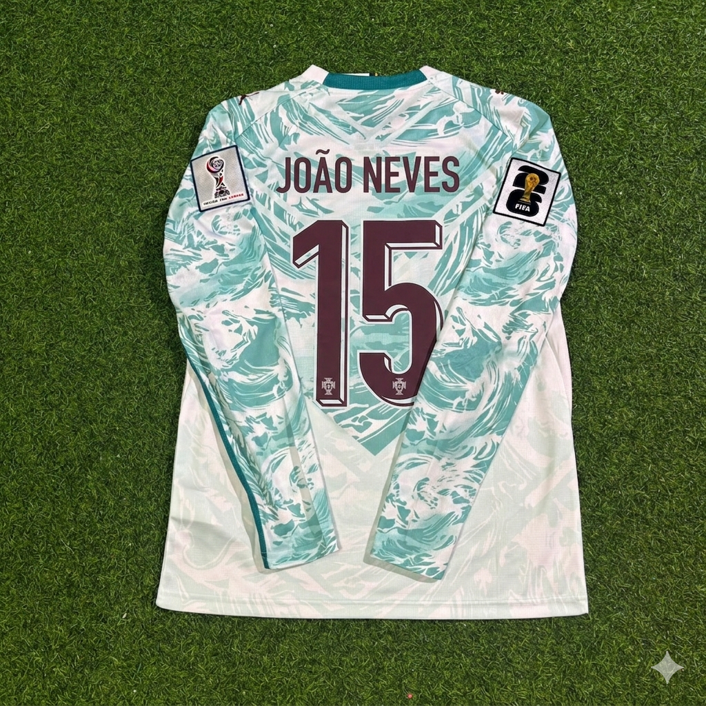 João Neves #15 Portugal 2026 World Cup Away Long Sleeve Football Jersey