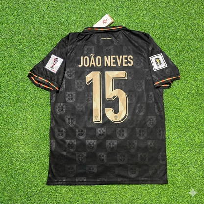 Maillot de football noir João Neves #15 Portugal Coupe du Monde 2026