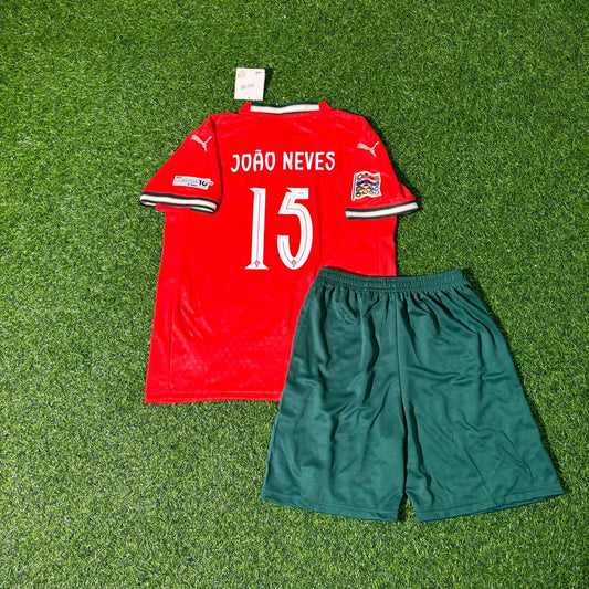 João Neves Portugal Champion Red Kids Football Jersey