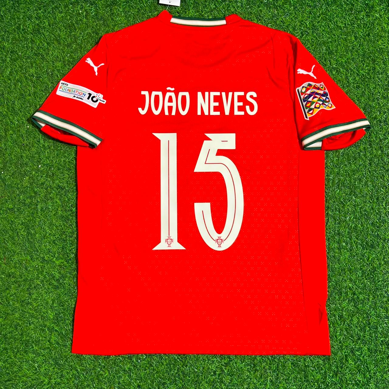 João Neves Portugal Vainqueur de la Ligue des Nations de l'UEFA Maillot Rouge Trikot Maillot Maillot de Football