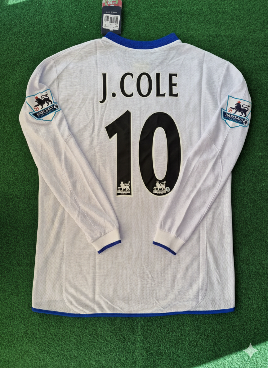 Joe Cole 10 Chelsea Away 2004 Retro White Long Sleeve Jersey Trikot Kit Maillot Soccer Shirt