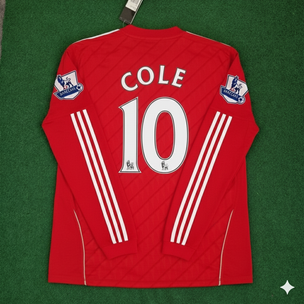 Joe Cole Liverpool 2010 2012 Season Long Sleeves Red Retro Jersey Trikot Soccer Shirt