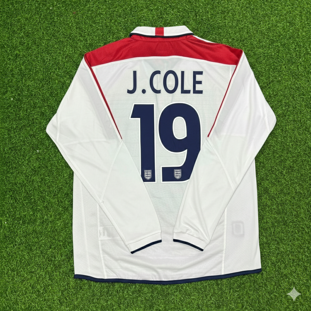Joe Cole England EURO 2004 Long Sleeve Home Retro Football Jersey