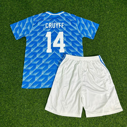 Johan Cruyff Netherlands Kids Blue Retro Football Jersey Kit