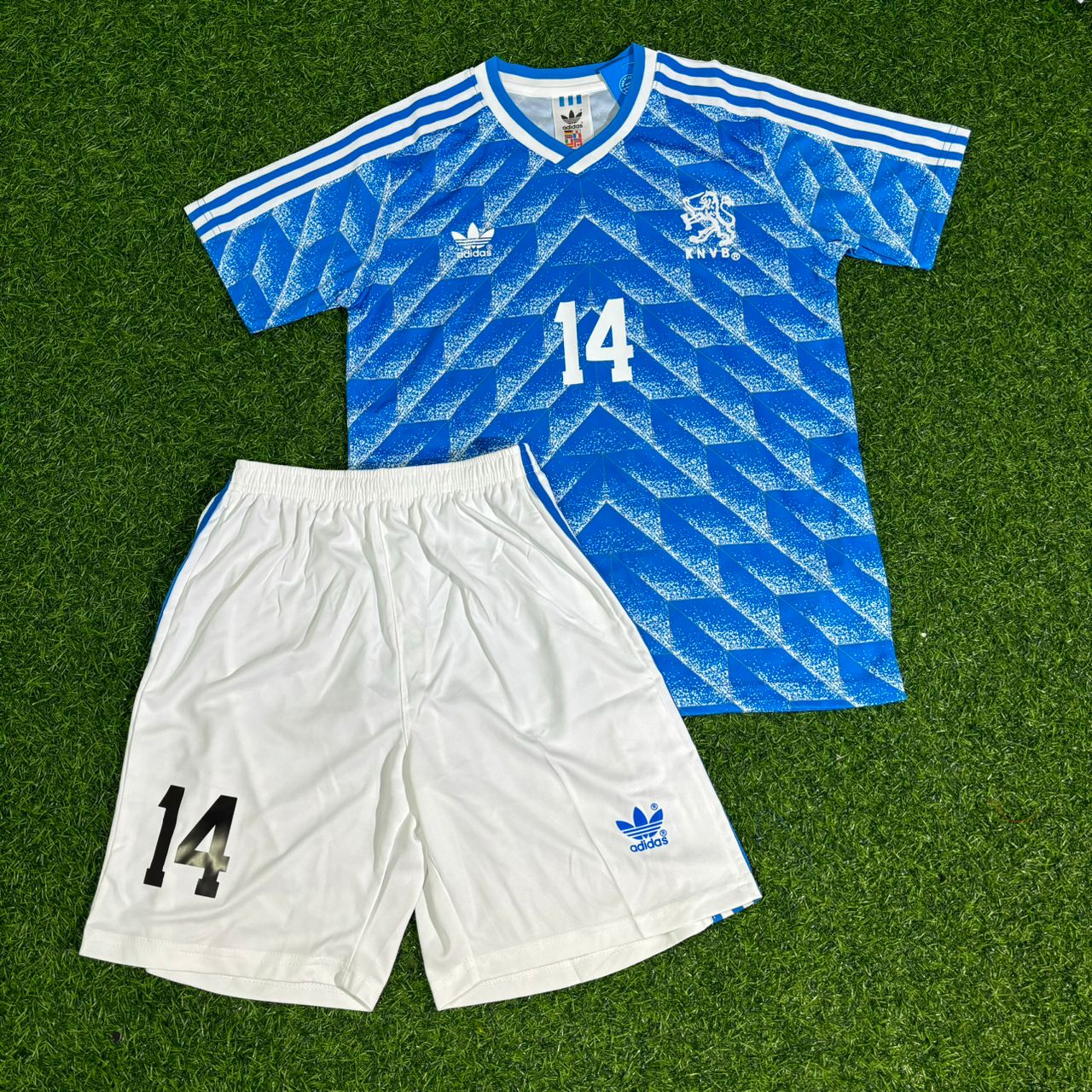 Johan Cruyff Netherlands Kids Blue Retro Football Jersey Kit