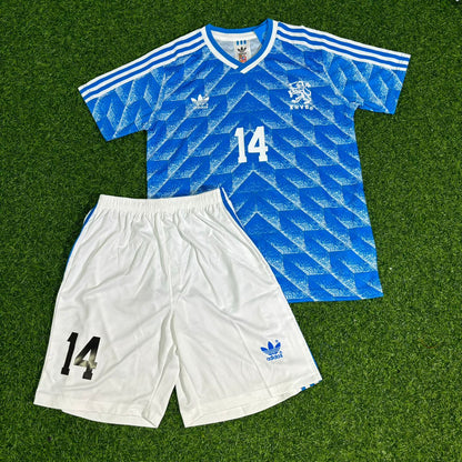 Johan Cruyff Netherlands Kids Blue Retro Football Jersey Kit