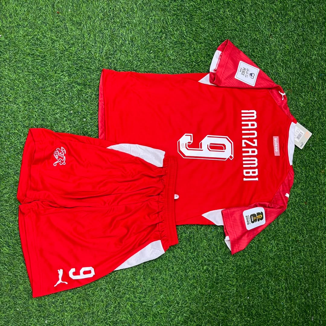 Johan Manzambi #9 Switzerland 2026 World Cup Children Jersey Trikot Maillot