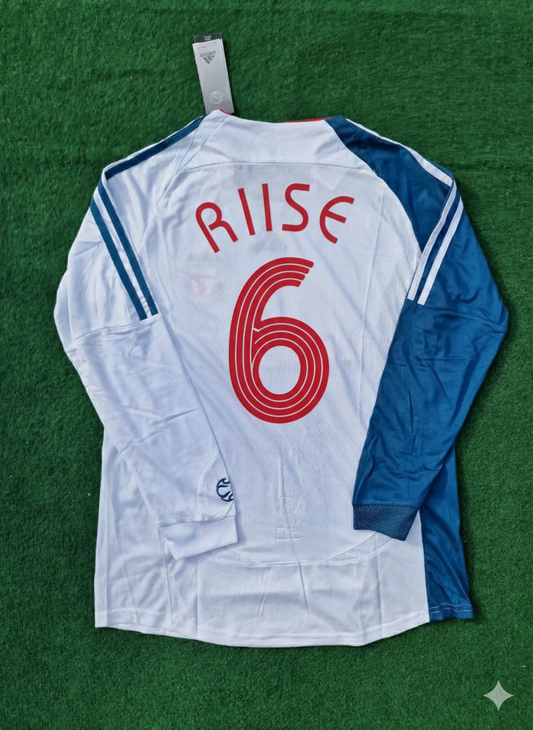 John Arne Riise Liverpool 2007 White Blue Long Sleeve Retro Jersey Trikot Maglia