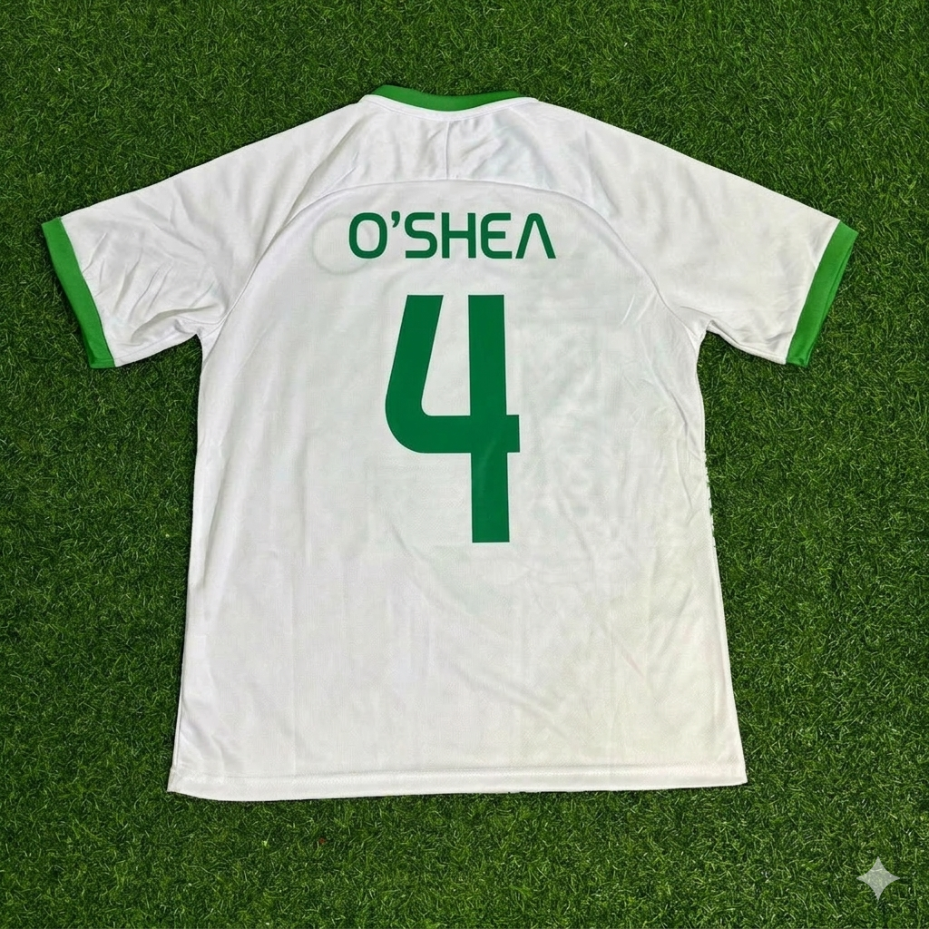 John O'Shea 4- Ireland Vintage Special Edition White Football Jersey Kit