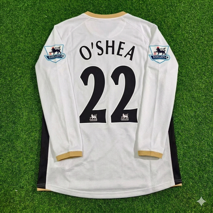 John O'Shea #22 Manchester United 2006-2007 White Retro Long Sleeve Football Jersey