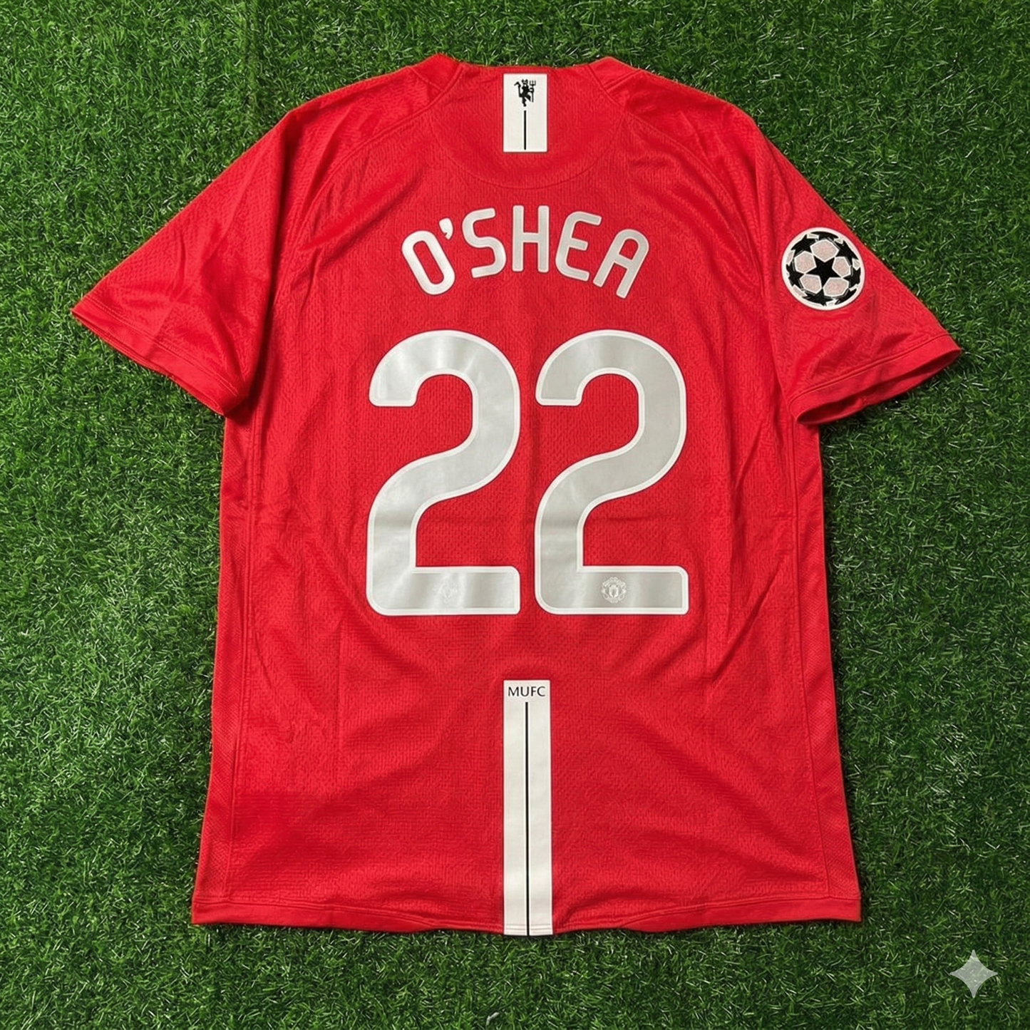 John O'Shea Manchester United Champions League Final Moscow 2008 Retro Red Football Shirt