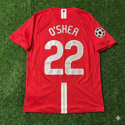 John O'Shea Manchester United Champions League Final Moscow 2008 Retro Red Football Shirt