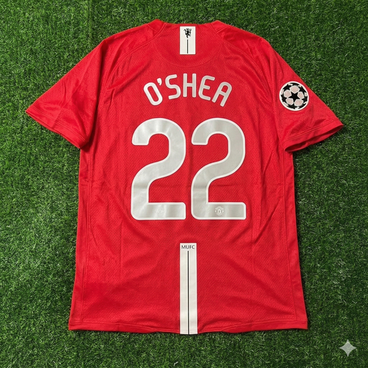 John O'Shea Manchester United Champions League Final Moscow 2008 Retro Red Football Shirt