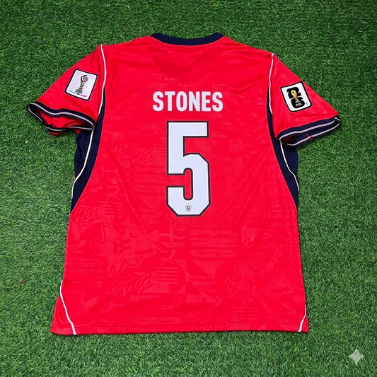 John Stones #5 England 2026 World Cup Away Red Football Jersey