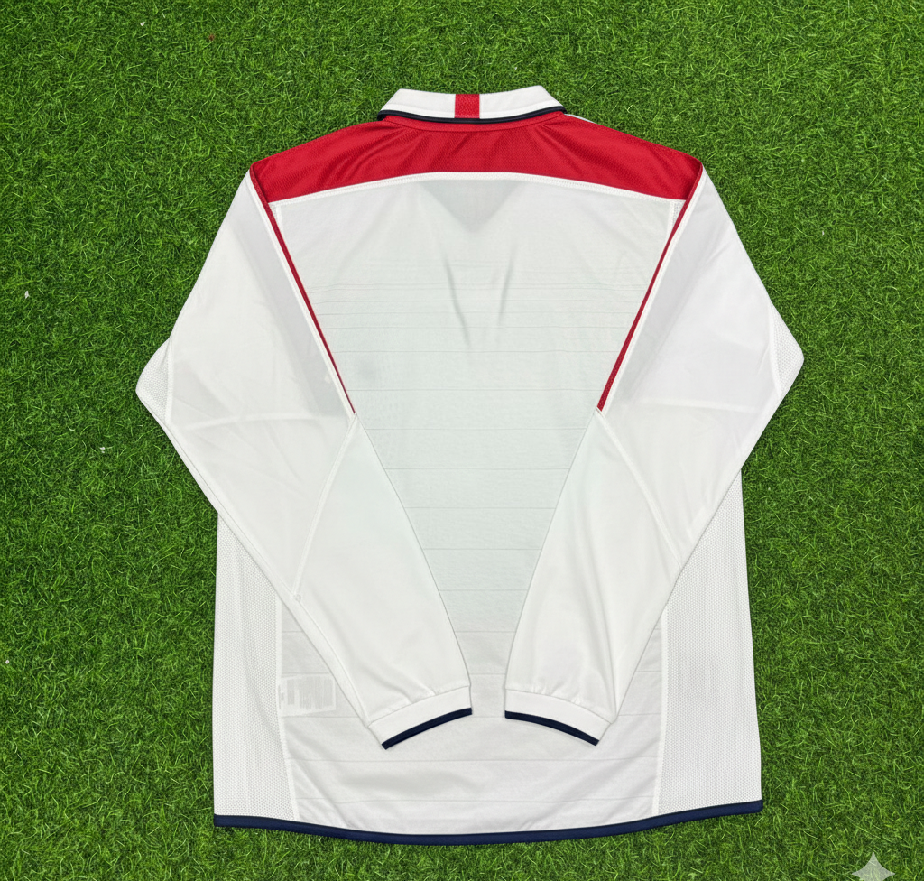 England EURO 2004 Long Sleeve Home Retro Football Jersey