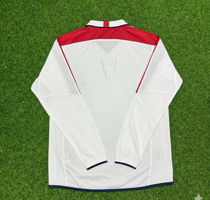 England EURO 2004 Long Sleeve Home Retro Football Jersey