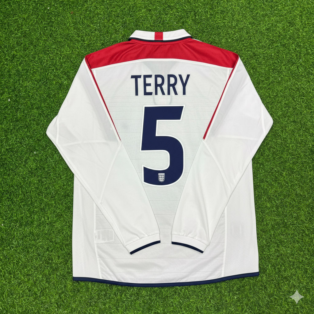 John Terry England EURO 2004 Long Sleeve Home Retro Football Jersey