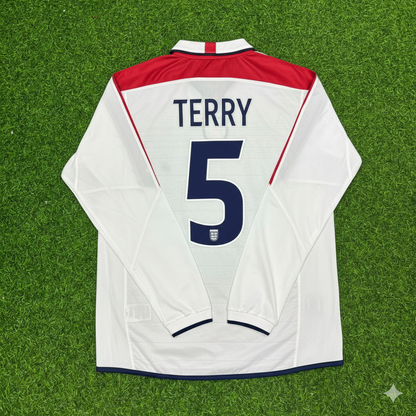 John Terry England EURO 2004 Long Sleeve Home Retro Football Jersey